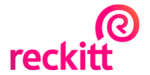 Pink and purple Reckitt logo on white background